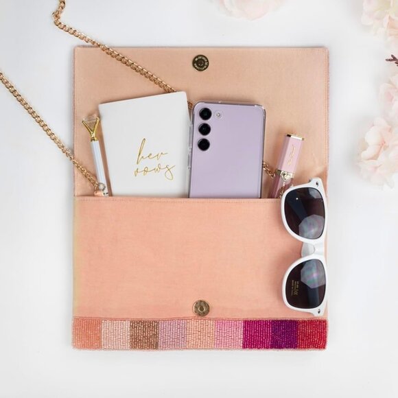 Rose All Day Beaded Canvas Clutch Purse for Wedding Bridal Bachelorette Gift - Picture 3 of 9